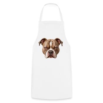 Statement bulldog Kopf  - Kochschürze - Weiß - Vorne - AI Model Male 185 dark (185cm)