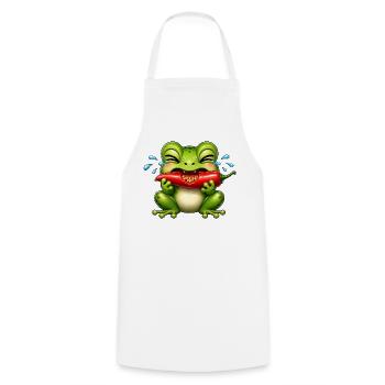 Frosch Chili Scharf Lustiger Cartoon - Kochschürze - Weiß - Vorne - AI Model Male 185 dark (185cm)