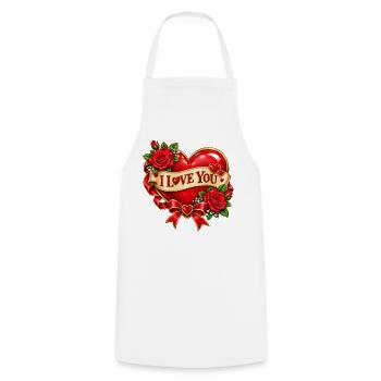 I Love You Herzbanner - Kochschürze - Weiß - Vorne - AI Model Male 185 dark (185cm)