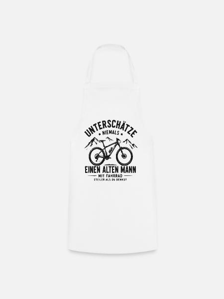 Alter Mann mit Fahrrad Berg-Statement - Kochschürze - Weiß