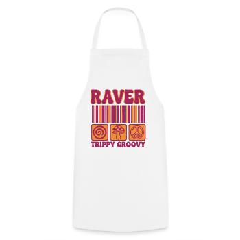 Raver Trippig Groovy Hippie Pilz-Rave - Kochschürze - Weiß - Vorne - AI Model Male 185 dark (185cm)