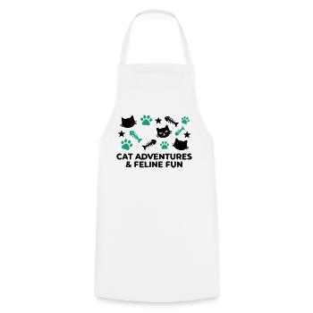 Katzen Abenteuer Schriftzug - Kochschürze - Weiß - Vorne - AI Model Male 185 dark (185cm)