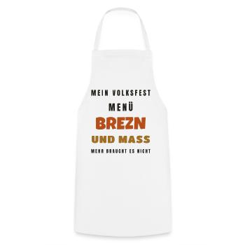 Volksfest Menü Brezn und Mass - Tracht Geschenk - Kochschürze - Weiß - Vorne - AI Model Male 185 dark (185cm)