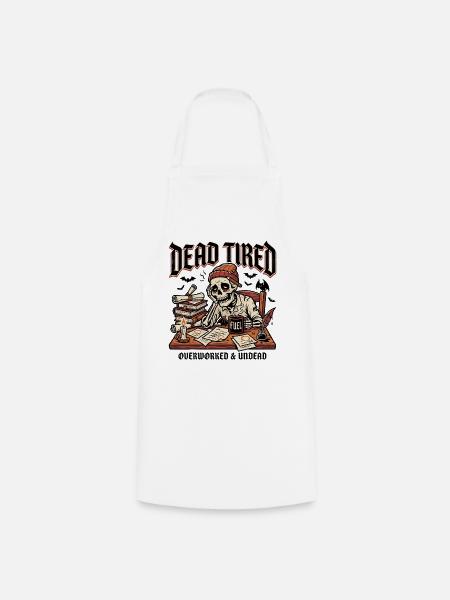 Dead Tired Skull Halloween - Kochschürze - Weiß