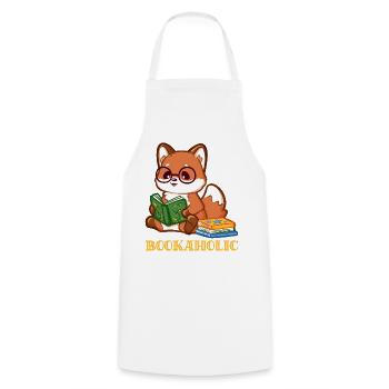 Cartoon Fuchs mit Buch beim Lesen  - Kochschürze - Weiß - Vorne - AI Model Male 185 dark (185cm)