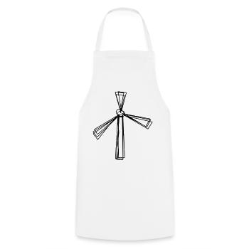 Windrad handgezeichnet - Kochschürze - Weiß - Vorne - AI Model Male 185 dark (185cm)