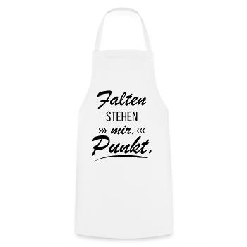 Falten stehen mir - Frecher Spruch - Kochschürze - Weiß - Vorne - AI Model Male 185 dark (185cm)