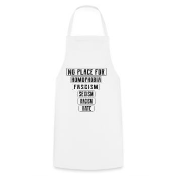 No Place for Hate Equality Statement Quote Art - Kochschürze - Weiß - Vorne - AI Model Male 185 dark (185cm)