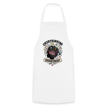 Overthinking Department – Open 24/7 - Kochschürze - Weiß - Vorne - AI Model Male 185 dark (185cm)