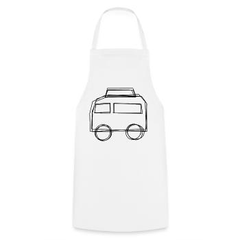 Campingbus handgezeichnet - Kochschürze - Weiß - Vorne - AI Model Male 185 dark (185cm)