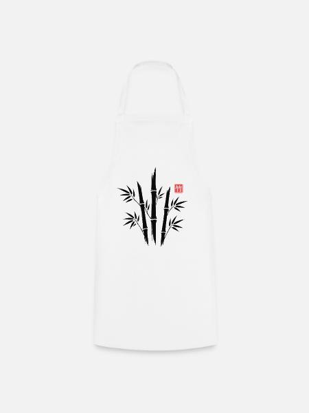 Bamboo Kanji Japanese Minimal Art - Kochschürze - Weiß