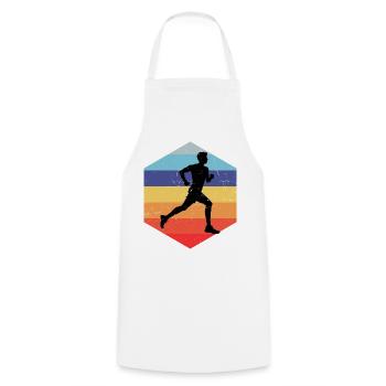 Geschenkidee für einen Running mit Running - Kochschürze - Weiß - Vorne - AI Model Male 185 dark (185cm)