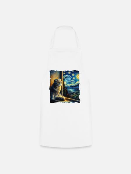 Faltohrkatze Starry Night - Kochschürze - Weiß