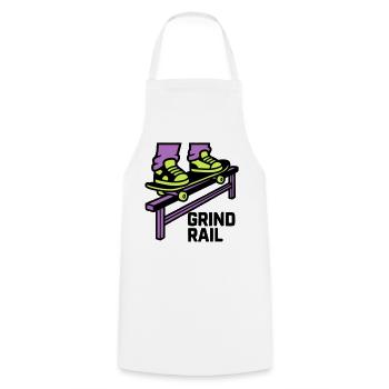 Skateboard Grind Rail Logo - Kochschürze - Weiß - Vorne - AI Model Male 185 dark (185cm)