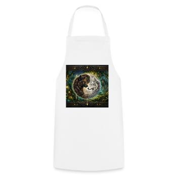 Celtic Wolves Yin Yang – Steampunk-Harmonie - Kochschürze - Weiß - Vorne - AI Model Male 185 dark (185cm)