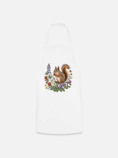 Eichhörnchen mit Blumen - Kochschürze - Weiß