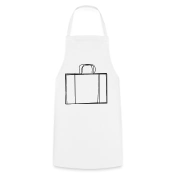 Koffer handgezeichnet - Kochschürze - Weiß - Vorne - AI Model Male 185 dark (185cm)