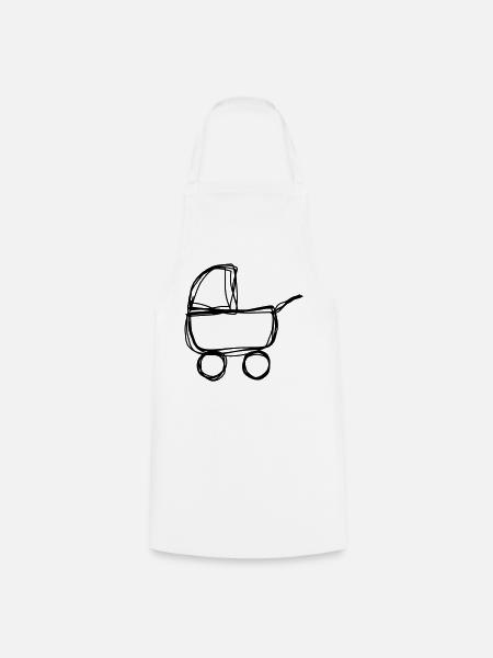 Kinderwagen handgezeichnet - Kochschürze - Weiß