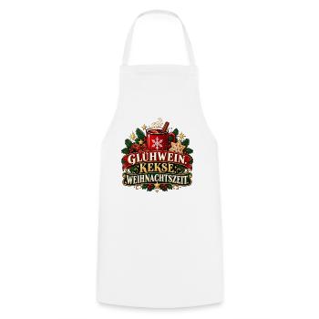 Glühwein Kekse Weihnachtszeit – Winterdesign - Kochschürze - Weiß - Vorne - AI Model Male 185 dark (185cm)
