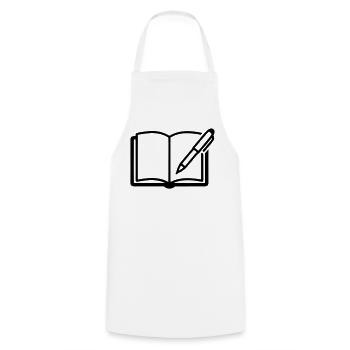 Offenes Buch Kugelschreiber Logo - Kochschürze - Weiß - Vorne - AI Model Male 185 dark (185cm)