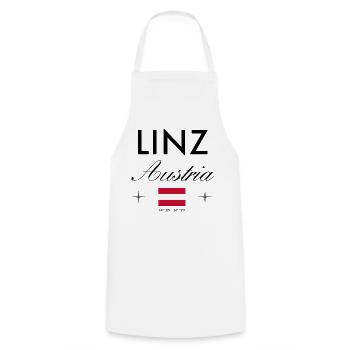 Linz Österreich Koordinaten Reise Souvenir - Kochschürze - Weiß - Vorne - AI Model Male 185 dark (185cm)