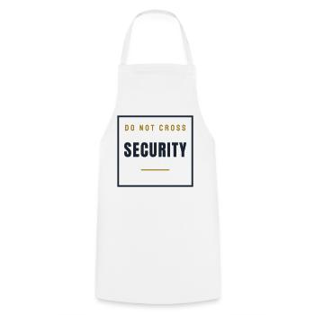 Security Stempel Retro - Ordner Sicherheit - Kochschürze - Weiß - Vorne - AI Model Male 185 dark (185cm)