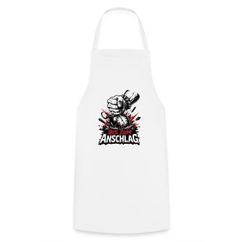 Bis zum Anschlag Thrash Metal Faust Design - Kochschürze - Weiß - Vorne - AI Model Male 185 dark (185cm)