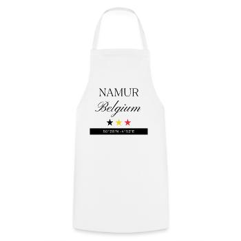 Namur Belgien Souvenir – Reise minimalistisch - Kochschürze - Weiß - Vorne - AI Model Male 185 dark (185cm)