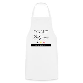 Dinant Belgien Souvenir – Reise minimalistisch - Kochschürze - Weiß - Vorne - AI Model Male 185 dark (185cm)