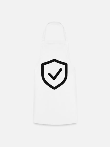 Secure Shield Check Line Symbol - Kochschürze - Weiß
