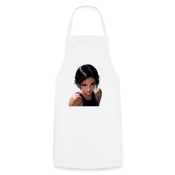 Girl Manga Fitness-Schwimmerin - Kochschürze - Weiß - Vorne - AI Model Male 185 dark (185cm)