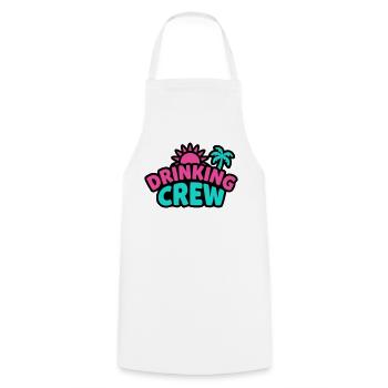 Drinking Crew Schriftzug Logo - Kochschürze - Weiß - Vorne - AI Model Male 185 dark (185cm)