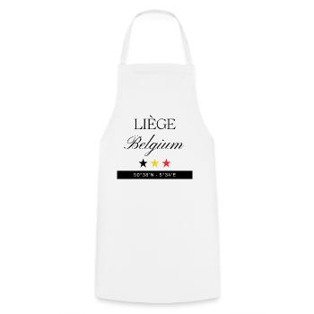Lüttich Belgien Souvenir – Reise minimalistisch - Kochschürze - Weiß - Vorne - AI Model Male 185 dark (185cm)