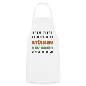 Teamleiter Zwischen allen Stühlen - Büro Humor - Kochschürze - Weiß - Vorne - AI Model Male 185 dark (185cm)