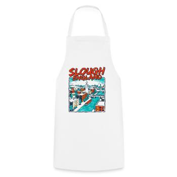 Retro Slough England Cityscape Skyline Novelty - Kochschürze - Weiß - Vorne - AI Model Male 185 dark (185cm)