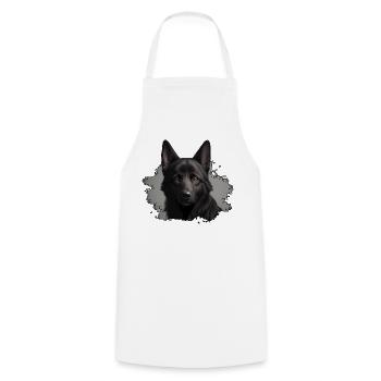 schwarzer schäferhund - Kochschürze - Weiß - Vorne - AI Model Male 185 dark (185cm)