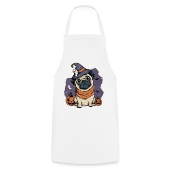 Mops Halloween - Kochschürze - Weiß - Vorne - AI Model Male 185 dark (185cm)