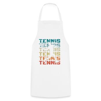 Retro Tennisspieler Spielt Vorhand - Kochschürze - Weiß - Vorne - AI Model Male 185 dark (185cm)