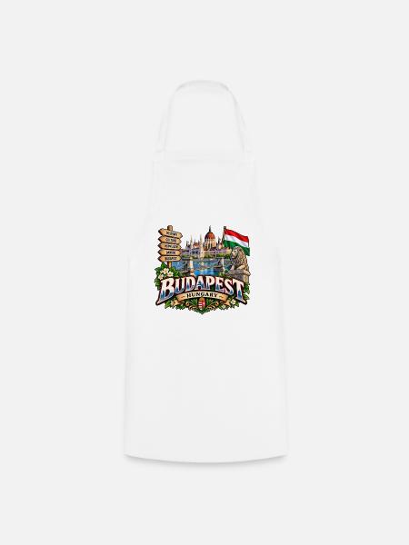Budapest – Donau, Parlament & Ungarn - Kochschürze - Weiß