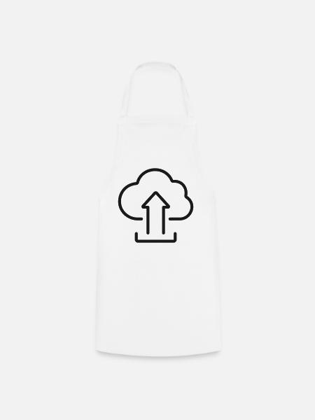 Cloud-Upload-Zeilen-Icon - Kochschürze - Weiß