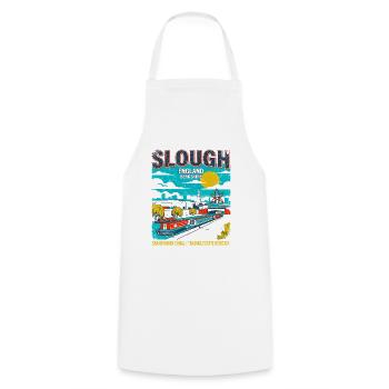 Retro Slough England Cityscape Skyline Novelty - Kochschürze - Weiß - Vorne - AI Model Male 185 dark (185cm)