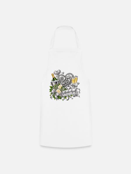 25. Silberhochzeit Festdesign - Kochschürze - Weiß