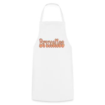 Brüsseler Pastell-Orange-Satinblasen - Kochschürze - Weiß - Vorne - AI Model Male 185 dark (185cm)