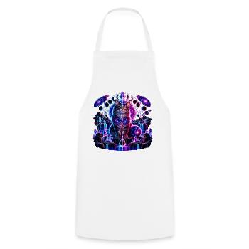 Kosmische Katze – Mystisches Galaxie Design - Kochschürze - Weiß - Vorne - AI Model Male 185 dark (185cm)