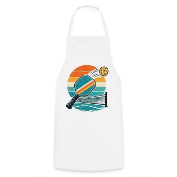 Retro Pingpong Sonnenuntergang - Kochschürze - Weiß - Vorne - AI Model Male 185 dark (185cm)