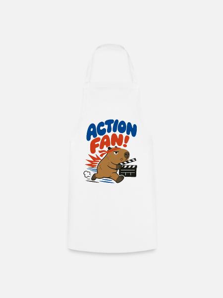 Action Fan – Capybara mit Filmklappe - Kochschürze - Weiß