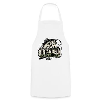 Bin Angeln kann dauern - Kochschürze - Weiß - Vorne - AI Model Male 185 dark (185cm)