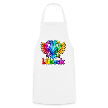 Lübeck unter dem Regenbogen - Kochschürze - Weiß - Vorne - AI Model Male 185 dark (185cm)