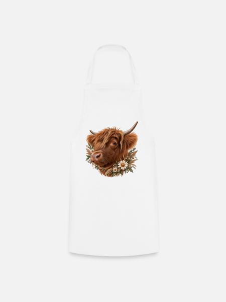 Cute Highland Cow Flower - Kochschürze - Weiß