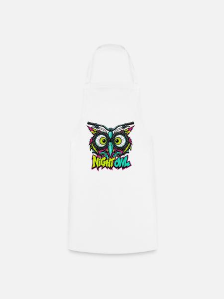 Neon Night Owl Mountainbike-Kunst - Kochschürze - Weiß